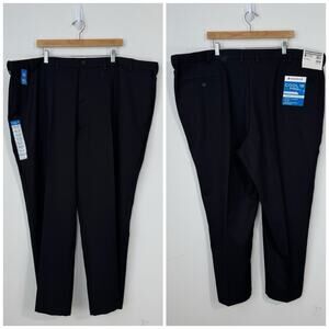 NWT Haggar Men's Cool 18 Pro Gabardine Trousers Big & Tall Size 50x30 Black